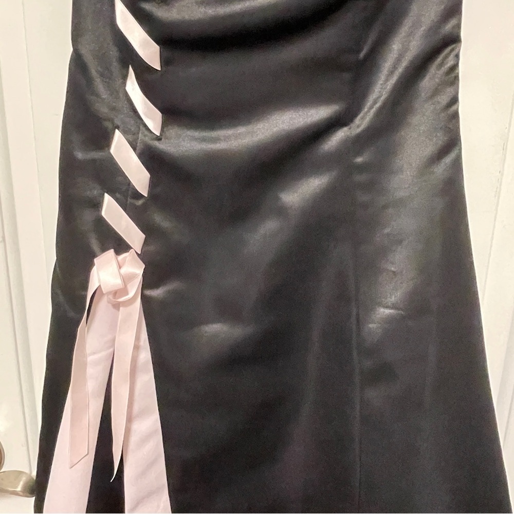 Vtg Gunne Sax Holiday Party Dress Black Pink Strapless Satin Dress Size‎ 4 - Picture 3 of 10